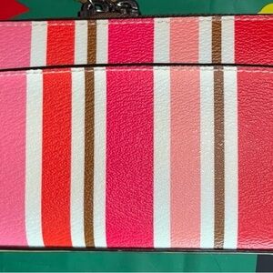 Coach Peyton Multi-Stripe Accordion Zip Wallet. EUC